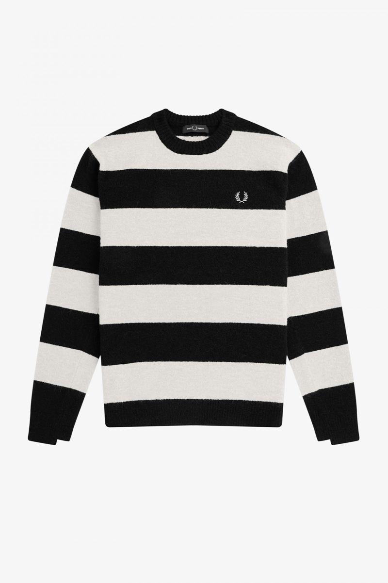 White Black Fred Perry Bold Stripe Alpaca Blend Jumper Men\'s Knitwear | PH 1280PJJQ